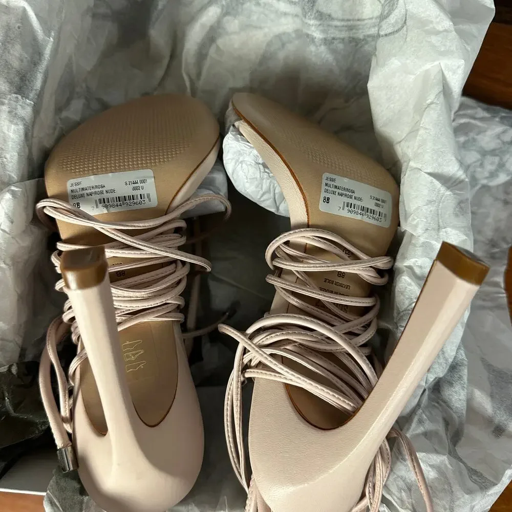 Schutz PInk Ankle Wrap Sandal SIZE 8 Jessie Gladiator Heel Leather $118 NEW - Picture 8 of 12